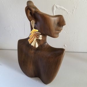 NEW Leaf Shape Metal Drop Earrings